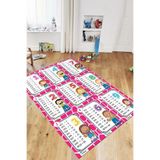 Evdeya Çarpım Tablosu Temalı Yıkanabilir Eğitici Çocuk Odası Oyun Halısı ÇOCUK-45, Pembe, 40 x 60