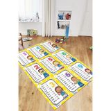 Evdeya Çarpım Tablosu Temalı Yıkanabilir Eğitici Çocuk Odası Oyun Halısı ÇOCUK-45, Sarı, 40 x 60