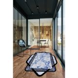 Evdeya Çerçeveli Mermer Yıkanabilir Kaymaz Taban Lazer Kesim Yolluk Mutfak Salon Halısı LAZER-29, Mavi, 40 x 60