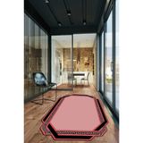 Evdeya Çerçeveli Yıkanabilir Kaymaz Taban Lazer Kesim Yolluk Mutfak Salon Halısı LAZER-28, Kırmızı, 120 x 180