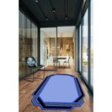 Evdeya Çerçeveli Yıkanabilir Kaymaz Taban Lazer Kesim Yolluk Mutfak Salon Halısı LAZER-28, Mavi, 100 x 150