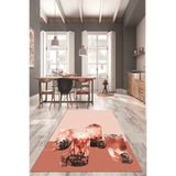 Evdeya Çikolata Buz Motifli Yıkanabilir Kaymaz Taban Yolluk Mutfak Halısı MUTFAK-37, Kırmızı, 60 x 150