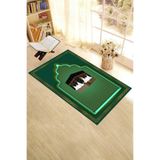 Evdeya Dijital Baskılı Kabe Motifli Yıkanabilir Motifli 70x130 Namazlık Seccade SECCADE-4, Yeşil, 70 x 140