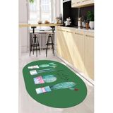 Evdeya Dijital Baskılı Kaymaz Taban Kaktüs Desenli Yıkanabilir Oval Yolluk Mutfak Halısı O-MUTFAK-30, Beyaz, 100 x 150