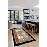 Evdeya Dijital Baskılı Kaymaz Taban Kitchen Yazılı Modern Yolluk Mutfak Halısı MUTFAK-18, Kahverengi, 40 x 60
