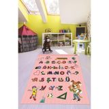 Evdeya Dijital Baskılı Kaymaz Taban Yıkanabilir Alfabe Eğitici Çocuk Odası Oyun Halısı ÇOCUK-33, Pembe, 80 x 150