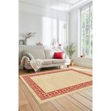 Evdeya Dijital Baskılı Kaymaz Taban Yıkanabilir Jüt Hasır Desen yolluk Mutfak Salon Halısı JÜT-09, Kırmızı, 100 x 150