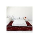 Evdeya Dijital Baskılı Kaymaz Taban Yıkanabilir Mermer Desen Üçlü Yatak Odası Takımı MERMER-08, Bordo, 100 x 200