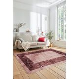 Evdeya Dijital Baskılı Kaymaz Taban Yıkanabilir Mermer Desen Üçlü Yatak Odası Takımı MERMER-13, Bordo, 160 x 250