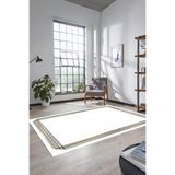 Evdeya Dijital Baskılı Kaymaz Taban Yıkanabilir Modern Sade Çerçeveli Yolluk Salon Halısı ÇERÇEVELİ-45, Beyaz, 180 x 280