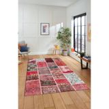 Evdeya Dijital Baskılı Kaymaz Taban Yıkanabilir Patchwork Yolluk Mutfak Salon Halısı PATCHWORK-04, Kırmızı, 100 x 200