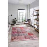 Evdeya Dijital Baskılı Kaymaz Taban Yıkanabilir Patchwork Yolluk Mutfak Salon Halısı PATCHWORK-17, Kırmızı, 100 x 150