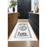 Evdeya Dijital Baskılı Kaymaz Taban Yıkanabilir Renkli Modern Yolluk Mutfak Halısı MUTFAK-50, Beyaz, 60 x 100