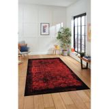 Evdeya Dijital Baskılı Kaymaz Taban Yıkanabilir Sade Modern Yolluk Mutfak Salon Halısı MODERN-04, Kırmızı, 80 x 250