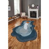 Evdeya Dijital Baskılı Kaymaz Taban Yıkanabilir Şık Modern Lazer Kesim Mutfak Salon Halısı LAZER-21, Mavi, 120 x 180