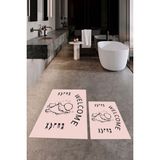 Evdeya Dijital Baskılı Modern Yıkanabilir Ikili Banyo Halısı Paspas, Klozet-11-Pembe,
