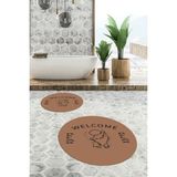 Evdeya Dijital Baskılı Modern Yıkanabilir Ikili Yuvarlak Banyo Halısı Paspas, Klozet-11-Kahve, - Kahverengi