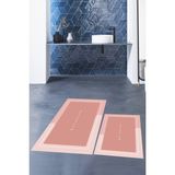 Evdeya Dijital Baskılı Yıkanabilir Bathroom Yazılı Ikili Banyo Paspası, Klozet-1-Pembe,