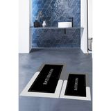 Evdeya Dijital Baskılı Yıkanabilir Bathroom Yazılı Ikili Banyo Paspası, Klozet-2-Siyah,