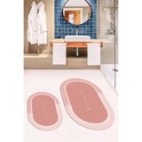 Evdeya Dijital Baskılı Yıkanabilir Bathroom Yazılı Oval Banyo Paspası Klozet Takımı O-KLOZET-1, Oval-Pembe, 40 x 60