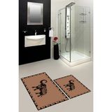 Evdeya Dijital Baskılı Yıkanabilir Fil Desenli Ikili Banyo Halısı Paspas, Klozet-32-Kahve, - Kahverengi