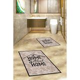 Evdeya Dijital Baskılı Yıkanabilir Home Sweet Yazılı Ikili Banyo Halısı Paspas, Klozet-14-Kahve, - Kahverengi