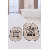 Evdeya Dijital Baskılı Yıkanabilir Home Sweet Yazılı Ikili Oval Banyo Halısı Paspas, Klozet-14-Kahve, - Kahverengi