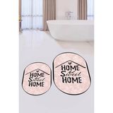 Evdeya Dijital Baskılı Yıkanabilir Home Sweet Yazılı Ikili Oval Banyo Halısı Paspas, Klozet-14-Pembe,