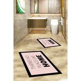 Evdeya Dijital Baskılı Yıkanabilir Home Yazılı Ikili Banyo Halısı Paspas, Klozet-13-Pembe,