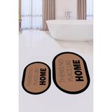 Evdeya Dijital Baskılı Yıkanabilir Home Yazılı Ikili Oval Banyo Halısı Paspas, Klozet-13-Kahve, - Kahverengi