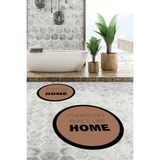 Evdeya Dijital Baskılı Yıkanabilir Home Yazılı Ikili Yuvarlak Banyo Halısı Paspas, Klozet-13-Kahve, - Kahverengi