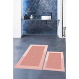 Evdeya Dijital Baskılı Yıkanabilir Kaymaz Home Yazılı İkili Banyo Paspası Klozet Takımı KLOZET-3, Pembe, 60 x 60