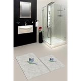 Evdeya Dijital Baskılı Yıkanabilir Kaymaz Modern Kuş Desenli İkili Banyo Halısı Paspas Klozet Takımı KLOZET-36, Gri, 40 x 60