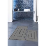 Evdeya Dijital Baskılı Yıkanabilir Kaymaz Sade Bathroom Yazılı Banyo Paspası Klozet Takımı KLOZET-4, Gri, 40 x 60