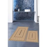 Evdeya Dijital Baskılı Yıkanabilir Kaymaz Sade Bathroom Yazılı Banyo Paspası Klozet Takımı KLOZET-4, Kahverengi, 40 x 60