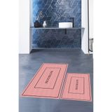 Evdeya Dijital Baskılı Yıkanabilir Kaymaz Sade Bathroom Yazılı Banyo Paspası Klozet Takımı KLOZET-4, Pembe, 40 x 60