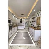 Evdeya Dijital Baskılı Yıkanabilir Kaymaz Taban Kitchen Yazılı Çerçeveli Yolluk Mutfak Halısı MUTFAK-02, Beyaz, 40 x 60