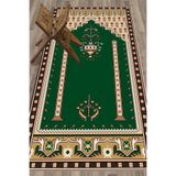 Evdeya Dijital Baskılı Yıkanabilir Klasik Motifli Namazlık Seccade 70x130 SECCADE-31, Yeşil, 70 x 130
