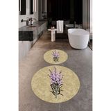 Evdeya Dijital Baskılı Yıkanabilir Modern Çiçekli Ikili Banyo Halısı Paspas Yuvarlak, Klozet-29-Kahve, - Kahverengi