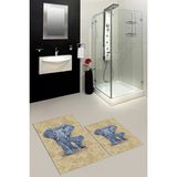Evdeya Dijital Baskılı Yıkanabilir Modern Fil Desenli Ikili Banyo Halısı Paspas, Klozet-33-Kahve, - Kahverengi