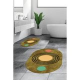 Evdeya Dijital Baskılı Yıkanabilir Modern Ikili Banyo Halısı Paspas Oval, Klozet-49-Kahve, - Kahverengi