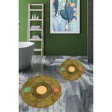 Evdeya Dijital Baskılı Yıkanabilir Modern Ikili Banyo Halısı Paspas Yuvarlak, Klozet-49-Kahve, - Kahverengi