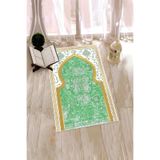 Evdeya Dijital Baskılı Yıkanabilir Motifli Hediyelik Namazlık Seccade 70x130cm SECCADE-26, Yeşil, 70 x 130