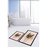 Evdeya Dijital Baskılı Yıkanabilir Renkli Çiçekli Ikili Banyo Halısı Paspas, Klozet-28-Pembe,