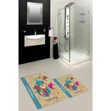 Evdeya Dijital Baskılı Yıkanabilir Renkli Fil Desenli Ikili Banyo Halısı Paspas, Klozet-31-Kahve, - Kahverengi
