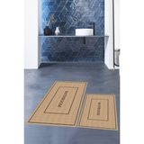 Evdeya Dijital Baskılı Yıkanabilir Sade Bathroom Yazılı Ikili Banyo Paspası, Klozet-4-Kahve, - Kahverengi