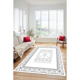 Evdeya Dijital İnce Kaymaz Taban Yıkanabilir İskandinav Desen Mutfak Yolluk Salon Halısı İSKANDİNAV-09, Beyaz, 40 x 60