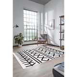Evdeya Dijital Kaymaz Taban Yıkanabilir İskandinav Tasarım Mutfak Yolluk Salon Halısı İSKANDİNAV-28, Beyaz, 160 x 230