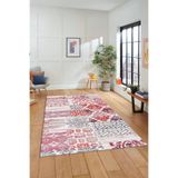 Evdeya Dijital Kaymaz Taban Yıkanabilir Patchwork Desen Yolluk Mutfak Salon Halısı PATCHWORK-02, Kırmızı, 100 x 150