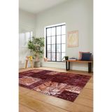 Evdeya Dijital Kaymaz Taban Yıkanabilir Patchwork Desen Yolluk Mutfak Salon Halısı PATCHWORK-05, Kırmızı, 100 x 250